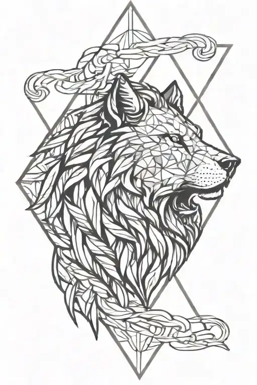 Wolf Lion Geometric Figures