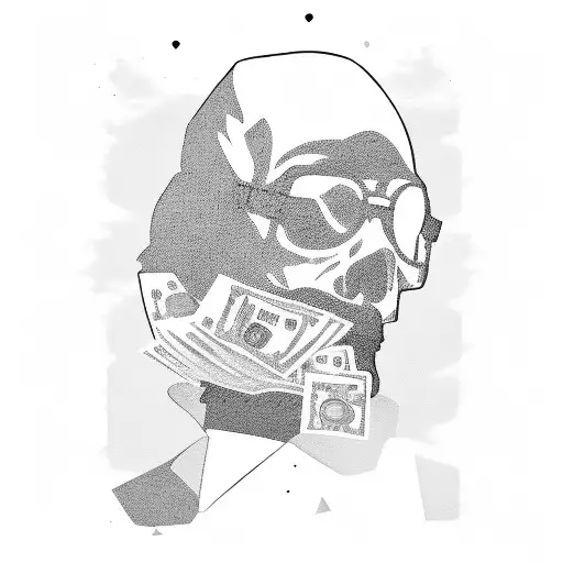 Gangster Silhouette Surrounded By Stacks Of Cash