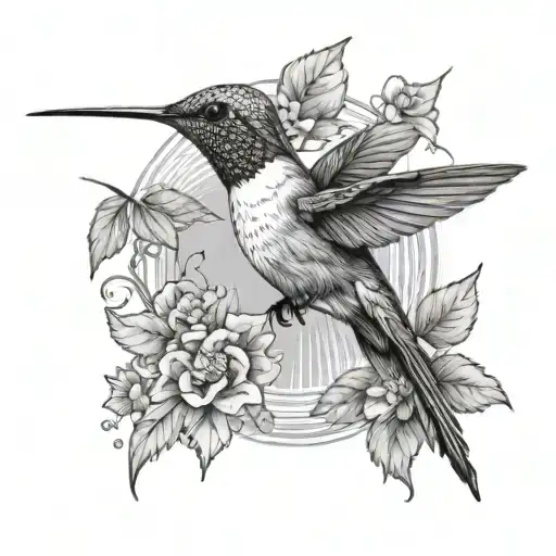 Small Realistic Hummingbird Approaching A River And Forest