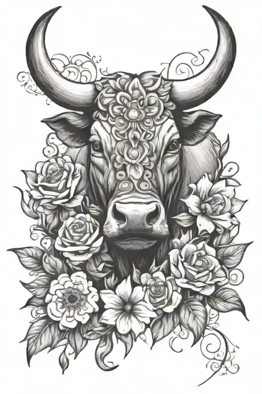 Bull And Flowers