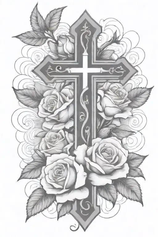 Roses With A Cross With Clouds
