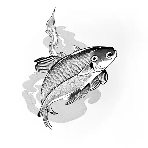 Koi Fish Swimming In Pond Next To Turtle