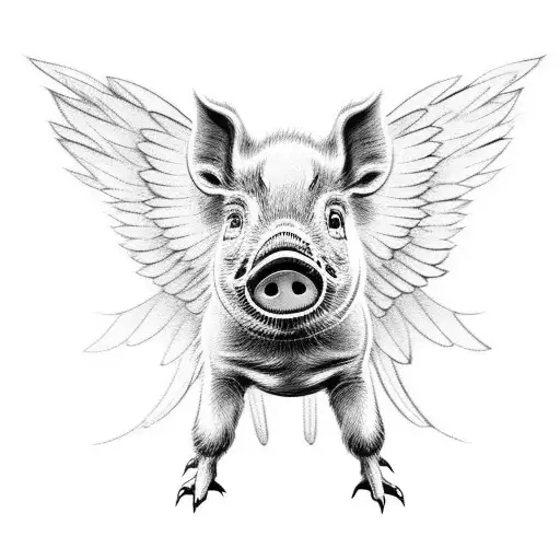 A Little Pig With Wings Flying