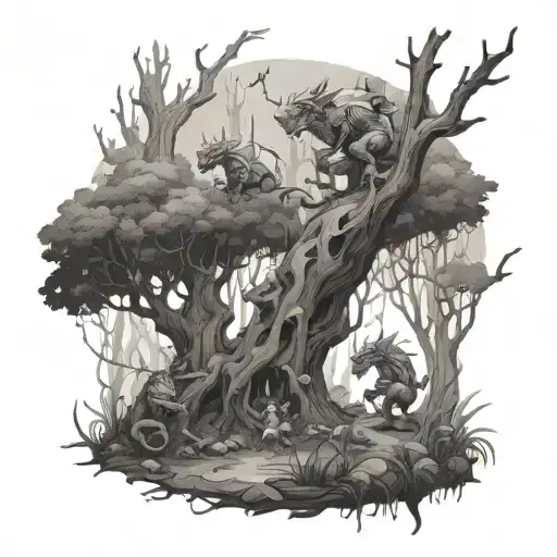 Kobolds Playing In A Fantasy Forest Setting