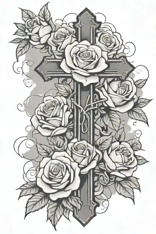 Roses With A Cross With Clouds