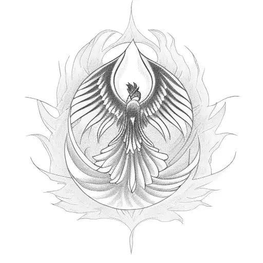 Phoenix With Lotus Flowers