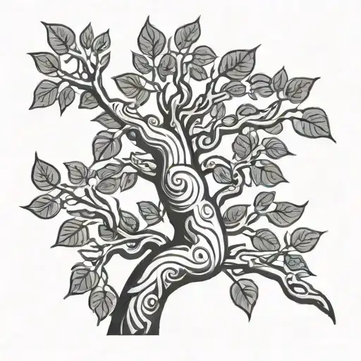 Tree Branches In Precolombian Style Illustration