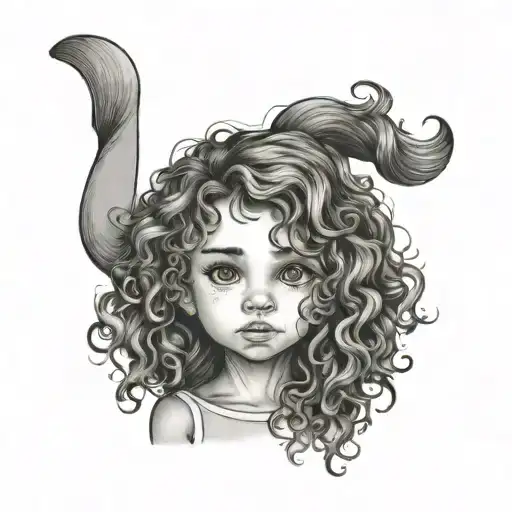 Little Girl With Curly Hair Tangled Together