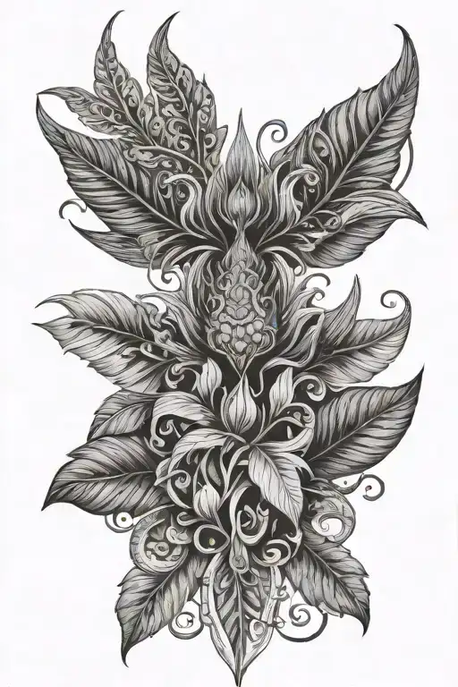 Symmetrical With Plant Like Elements