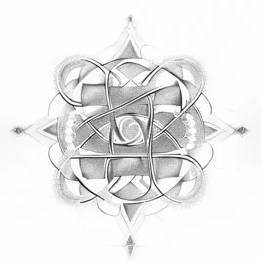 An Abstract Representation Of Religious Symbols Intertwined With Mathematical Equations