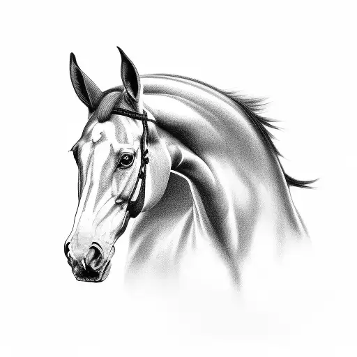 A Black And Grey Portrait Of A Majestic Horse