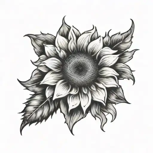 Sunflower Tattoo Design With Heart Shape