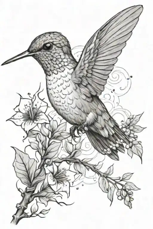 Small Realistic Hummingbird Approaching A River And Forest