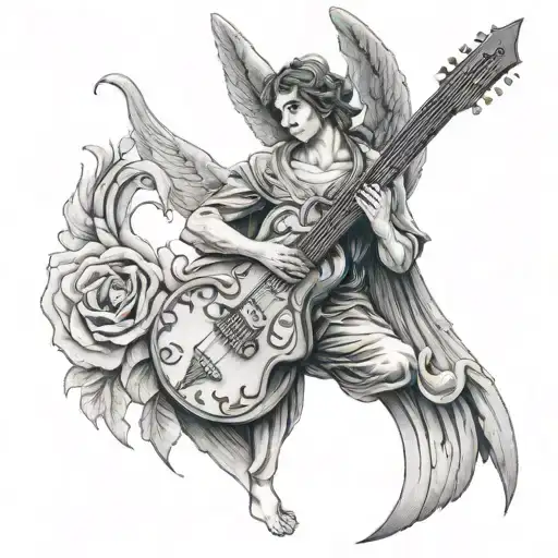 Male Archangel With Harp Guitar
