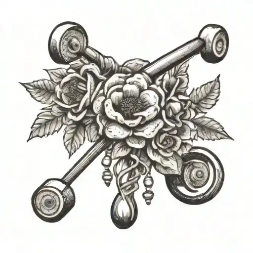 A Weightlifting Barbell Intertwined With Coffee Beans And Fragrant Flowers
