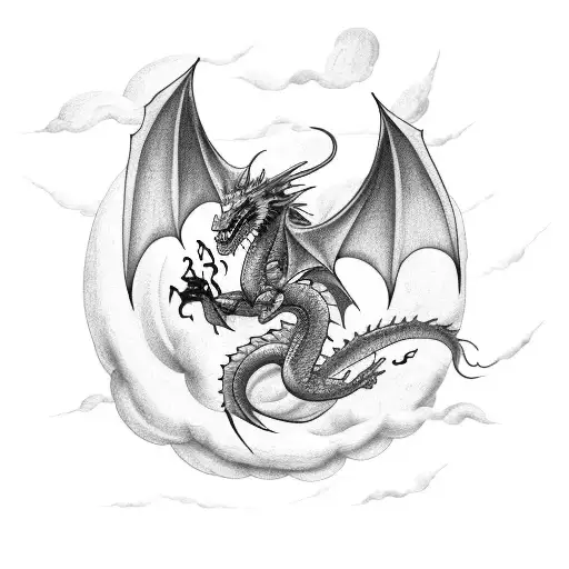 A Dragon Flying Through A Stormy Sky Symbolizing Resilience And Inner Strength