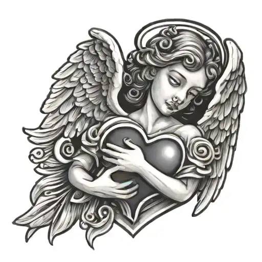 Angel Holding A Heart