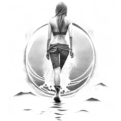 Person Walking On Water With Boat