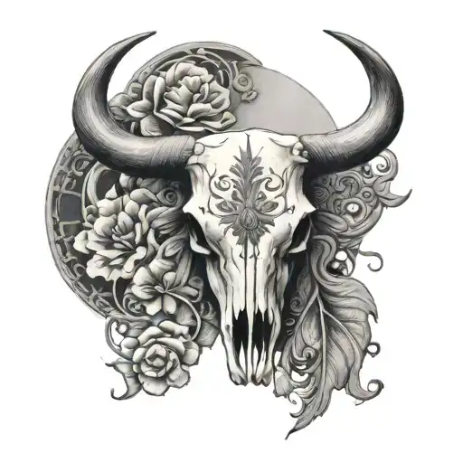 Full Moon Bull Skull