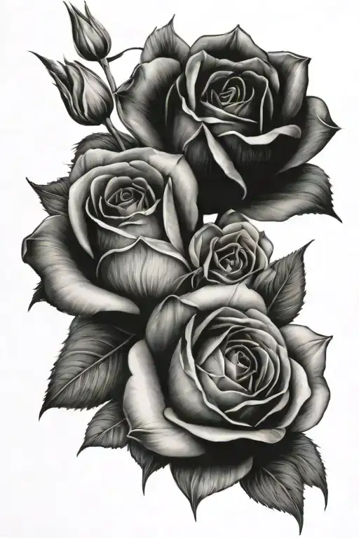 Roses And Tulips Black And Grey