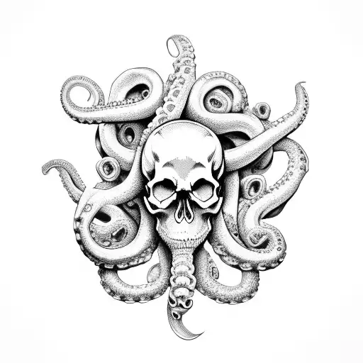 Skull With Octopus Wrapped Aroundit