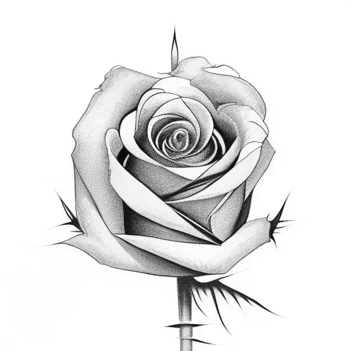 A Black Rose With A Stem Formed By Paintbrushes