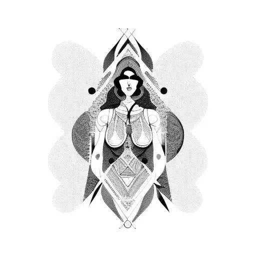 Abstract Silhouette Of A Curvaceous Woman With Intricate Geometric Patterns