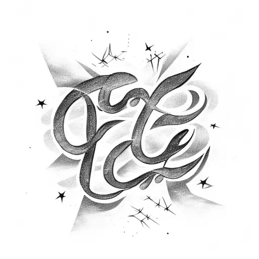 Star-filled Sky With The Word 'Love' Written In Elegant Script