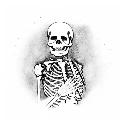 A Social Worker Holding Hands With A Day Of The Dead Skeleton