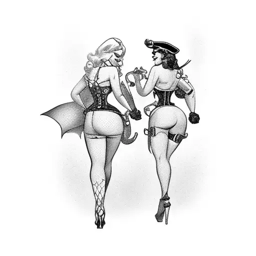 A Sexy Captain Pinup Girl And A Sexy Pirate Pinup Girl