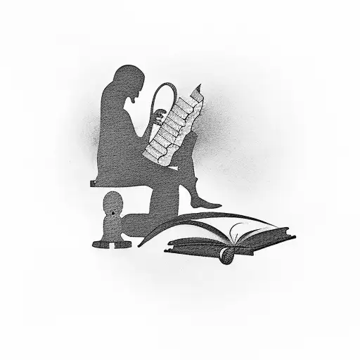 A Silhouette Of A Person Reading A Book With Musical Instruments Forming Their Body