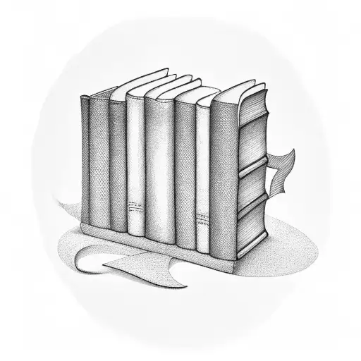 A Bookshelf With Various Book Titles Forming The Shape Of A Musical Instrument