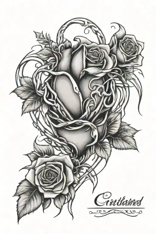 Heart And Rose Intertwined