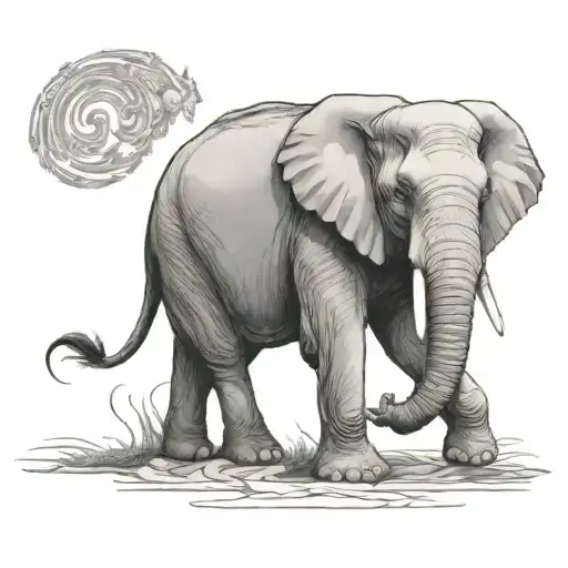 Elephant Raising Its Trunk