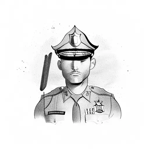 A Police Officer Playing Volleyball With A Black-grey Shading