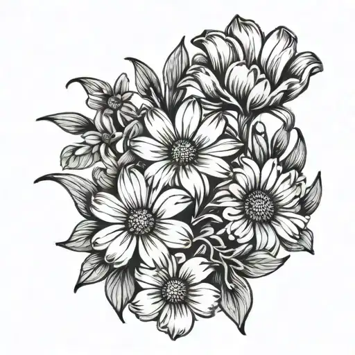 Daisy And Sweet Pea Flowers