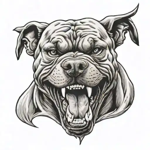 Angry Pitbull Dog Showing Devil Teeth