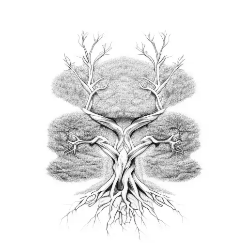 A Tree With Roots Shaped Like Skeletal Hands