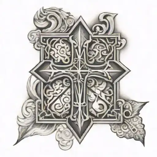 Christian Cross With The Words Jeshua Hamashiach