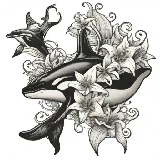 Orca And Lily Flowers