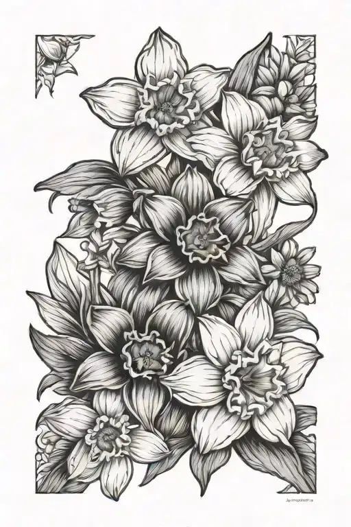 Daffodil And Daisy Growing