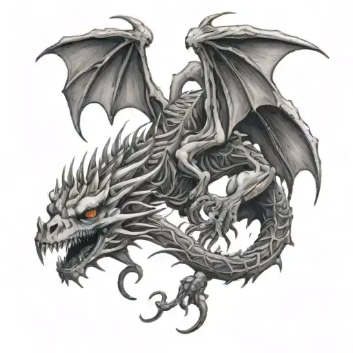 An Skeletal Dragon Mixed With Cthulhu