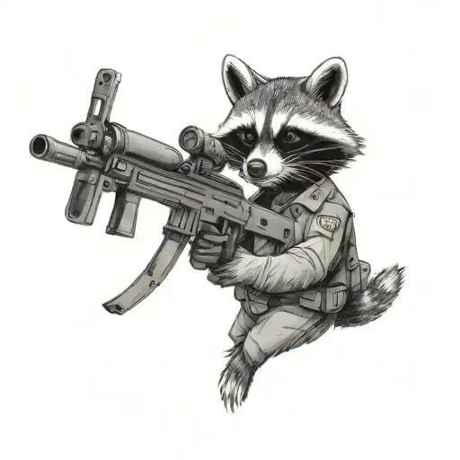 A Military Raccoon Holding A Sniper Rifle