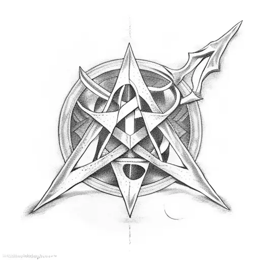 Grim Reaper Holding A Scythe Behind An Upside Down Pentagram