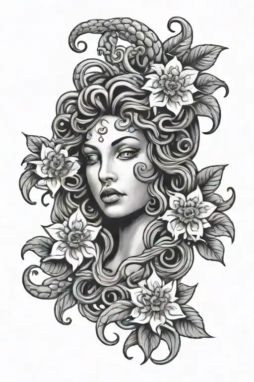 Medusa With Flowers