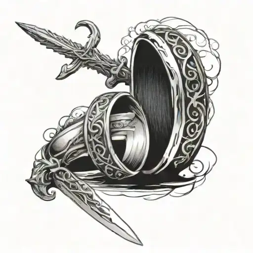 The Lord Of The Rings Ring And Sword Going