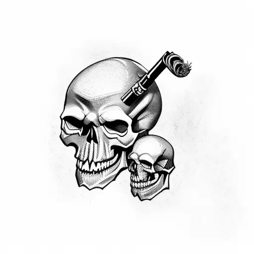Skull And Cigar And Military