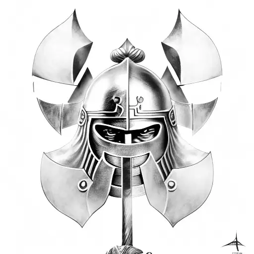 Spartan Warrior With Two Swords And Shield