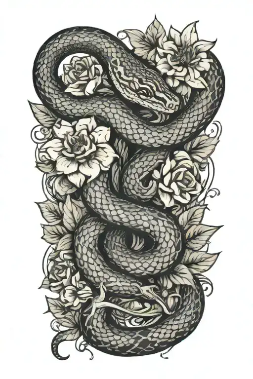 Snake And Flowers