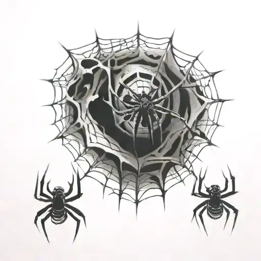 Neck Tattoo Of 03 With A Spider & Webs Surrounding